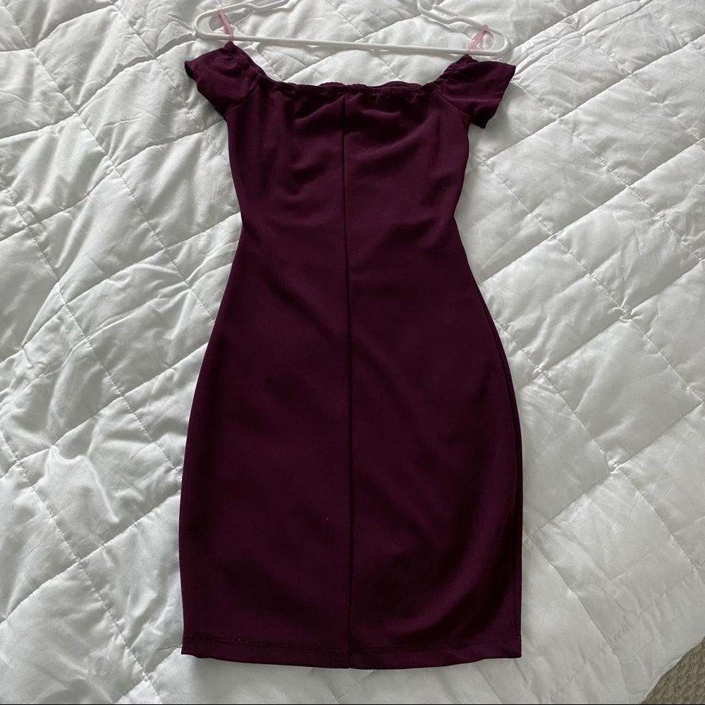 Dark Purple Cutout Off Shoulder Dress